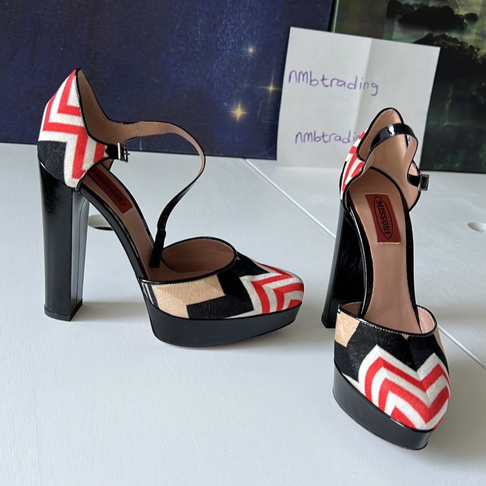 Missoni made in Italy high heeled size 7M(37) ankle a wrap Mary Jane shoes - Picture 10 of 16